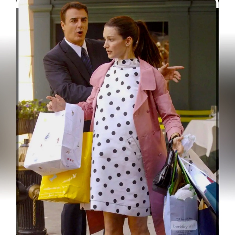 New w/Tags Oscar de la Renta Swing Black and White Polka Dot Dress with Bow